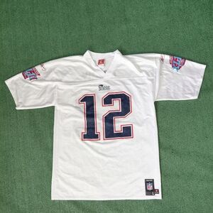 VINTAGE 2008 NFL New England Patriots Super Bowl XLII Tom Brady #12 White Footba